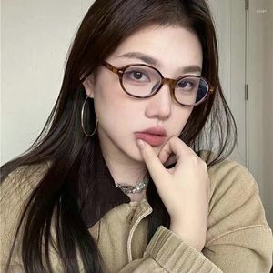 Sunglasses Oval Anti Blue Light Glasses Frame Women Men Vintage Tortoiseshell Leopard Eyeglass No Makeup Korean Style Eyewear