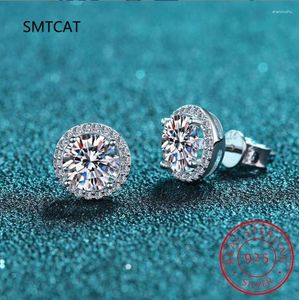 Brincos de garanhão Moissanite for Women S925 Sterling Silver Silver White Gold Plated Diamond Earring Ear Studs Jóias finas de casamento