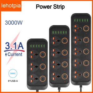 Plugs Power Strip Plug Multitap Smart Home 2m Extension Cable Electrical Socket with Usb Ports Fast Charing Multiprise Network Filter