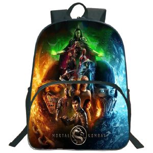 Backpacks 16 Inch Mortal Kombat Backpack Mochila Children Cosplay School Backpacks Teenager Travel Bag Rucksack Boys Girls Cartoon Bookbag