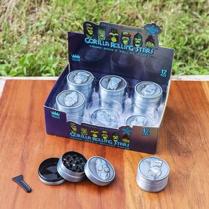 Gorilla Shape Zinc Alloy Grinder 40mm 50mm Smoke Accessroy Herb Tobacco Grinders 3Parts 4 Layers Herbs Crusher Silver Grinders Smoking Tool Accessories