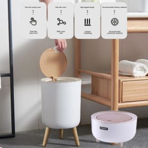 Bins 7L MINI Desktop Trash Can Table Basket Desk Dustbin Garbage Bucket Press for Bedroom Kitchen Rubbish Bin Storage Box with Lid