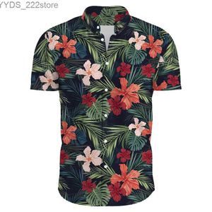 Camisas masculinas Haian Flower Mens Camisa de manga curta Adequação, tamanho superior muito grande flores de venda YQ240422