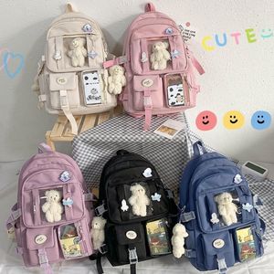 Beliebte Pink Purple Color Girls High School Schülern Beutel Rucksack Schülerinnen weibliche Cartoon Mittelschule Schüler