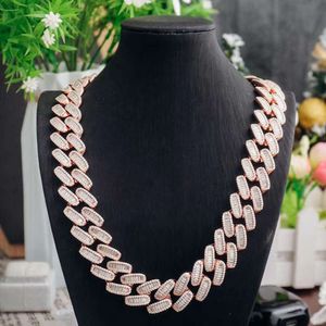 Hip Hop Cupan Ice Chain 925 Sterling Silver Plated Rose Gold 18mm Cupan Chain Necklace Miami Necklace for Men and Women
