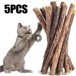 Игрушки 5pcs Natural Matatabi Cat Stick Mint поймал укусовые стержни Серебряные Вес для очистки зубов кошачьего