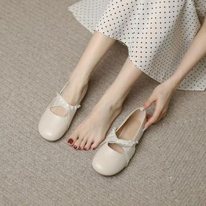 Casual Shoes Ladies Summer Footwear Mary Jane For Women 2024 Japanese Style Lolita Bride Pearl Gothic Round Toe Flats Flat E Korean A L