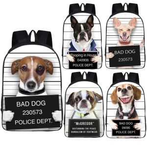 Bags Funny Bad Dog Backpack Bulldog Pug Men Women Rucksack Children School Bags for Teenager Girls Boys School Backpacks Bookbag Gift