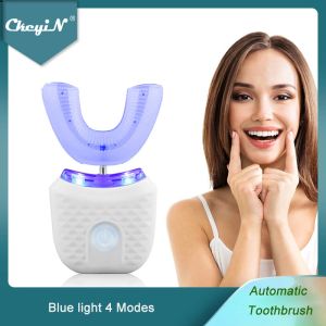 Heads CkeyiN Automatic Electric Toothbrush U Shaped Blue Light Teeth Whitening Wireless Rechargeable Sonic Toothbrush Waterproof 51