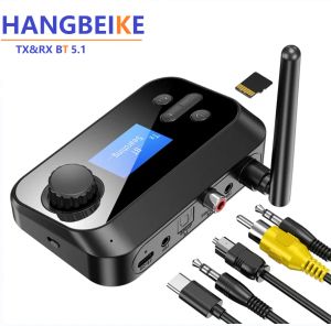 Adapter New 6 in 1 Long Range Bluetooth 5.1 Audio Transmitter Receiver RCA 3.5mm AUX Stereo Wireless Adapter For PC TV Headphones