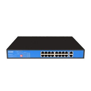 Control POE Switch 16 Ports Full Gigabit POE Ports and 2 1000M RJ45 Ports Ethernet POE Switch for IP Camera/Wireless AP AI Smart Switch