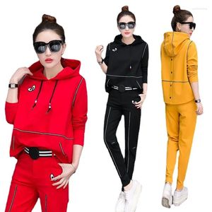 Women's Two Piece Pants Spring And Autumn Sweater Suit Fashion Two-piece Large Size Long-sleeved Hooded Student Casual Sportswear