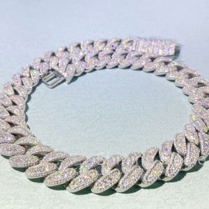 18mm High Quality Luxury Fashion Necklace Bust Down Iced Moissanite Silver Miami Cuban Link Chain Men