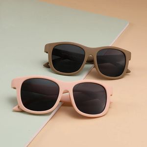 0-3 Years Old Cute Baby Silicone Flexible Safety Sunglasses Kids Polarized Outdoor Square Sun Glasses Trend Children 240419