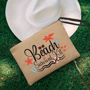 Cases Funny Beach Survival Kit Birthday Gifts for Women Friend Makeup Bag Travel Case Sister Cosmetic Bag Gifts Retirement Present