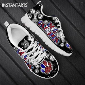 Lässige Schuhe Instantarts Fashion Dog Groomer Design Running Sneakers für Frauen Leichtes Schnüren -Flach -Mädchen Mesh