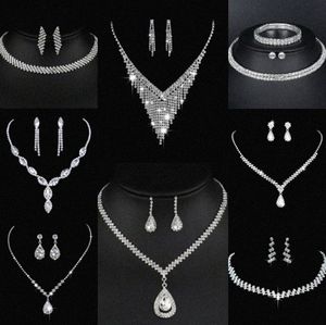 Valuable Lab Diamond Jewelry set Sterling Silver Wedding Necklace Earrings For Women Bridal Engagement Jewelry Gift Y6Rh#