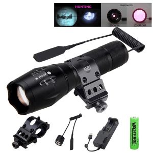 SCOPES Flashlight di caccia a infrarossi IR 850nm Torcia di visione notturna zoomabile 1 MODE LANTERNO CON FACCOLA DI FUCILE Montaggio +18650 Batteria +Caricatore