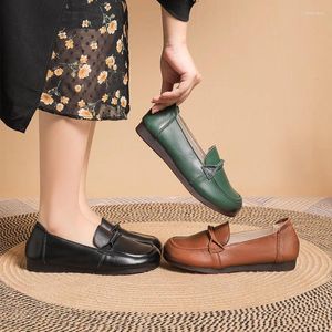 Casual Shoes Akexiya Spring Fashion Flats Women Genuine Leather Patchwork Moccasins Hand-stitched Size #35-41