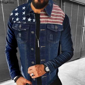 Herren -Denimjacken 2024 Spring Herbst Casual Slim Fit Stylish Motorcycle Jean Jackets Man Revers Denim Tops Trend Streetwear 240420