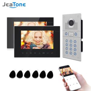 Kontroll Jeatone WiFi Smart Video Door Phone Video Intercom Code KeyPad/RFID Card/App Unlock Motion Detection For Two Units Apartment