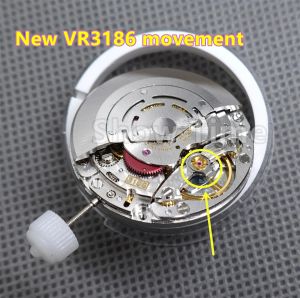 Kits New models Chinese 3186 GMT automatic mechanical movement blue balance wheel Men's watch movement VR3186 clean