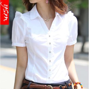 Camicia professionale del scollo a V estate, abito formale da donna, camicia a maniche corte, vestiti da lavoro professionale, versione coreana, vestiti da lavoro al colletto bianco, camicia bianca