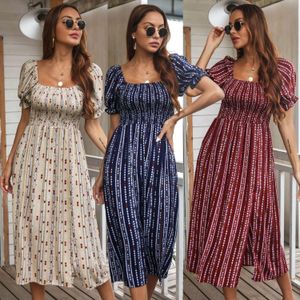 Modell Womens Summer Printed Puff Sleeve Rayon Dress