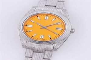 メンズウォッチオートマチックメカニカルウォッチ41mm with diamondStudded Steel Women Wristwatch Bracelet Montre de Luxe Full Diamond Top 1866250