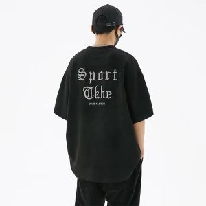 셔츠 힙합 느슨한 남성 Tshirts 캐주얼 클래식 2023 여름 짧은 소매 검은 흰색 티셔츠 티 플러스 대형 L6XL 7XL 8XL