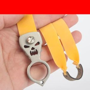 Slingshots Outdoor Shooting Powerful Finger Slingshots Ring Slingshot Hunting Catapult Stainless steel Metal with Rubber