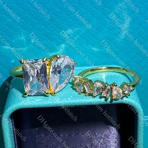 Designer Diamantringe für Frauen Gold Verlobungsring Luxus 925 Silber Ring Lady Schmuck Set Valentinstag Geschenk mit Kasten