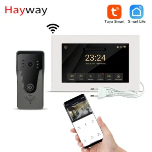 Kontrolle Hayway Tuya Smart Home Video Intercom System 7 Zoll Wireless WiFi Video Door Phone 1080p Voll Touch Monitor One Klick Entsperren