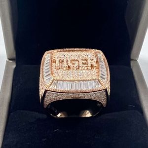 Mode lyxiga smycken guldpläterade 925 Sliver Moissanite Diamond Men Ring Iced Out Custom Hip Hop Rings