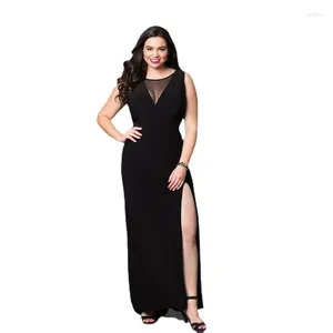 Plus Size Dresses 2024 Spring/Summer Sleeveless Deep V-Neck Sexy Big Hem Fat Dress Long
