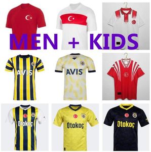 24 25 터키 축구 유니폼 2024 Club Fenerbahce Dzeko Camisetas de Futbol Mesut Ozan Tufan Perotti Samata Camiseta 축구 셔츠 레트로 터키 아이 1996 Man Kids Kit