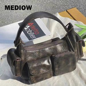 MEDIOW MOTO BIKERBAGS FÖR KVINNA LUXURY DESIGNER HANDBAG PAGES 2023 NY I PU TIE-DYE PROC LITA MULTIPLE POCKETS SKULD P5UF#