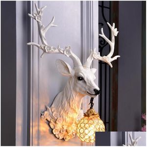 Wall Lamps Vintage Loft Resin Deer Lamp - Perfect For Bedroom Attic Aisle Or Living Room Sconce Home Decor With Vanity Light Indoor Dhqvl