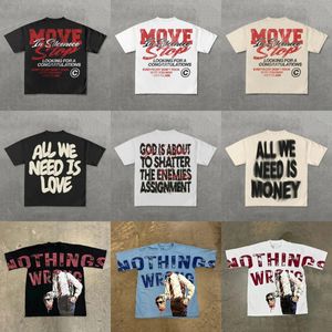 Men's T-shirt Letter Graphic Print Summer High Quality Cotton Tee Men and Women High Street Vintage Short Sleeve Y2k Shirts