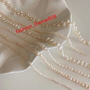 8 Designs Perlen natürliche Süßwasserperlen Halskette unregelmäßige geschichtete handgefertigte Halsketten Frauen Französische romantische Vintage -Schmuck