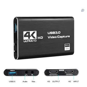 عدسة 4K 60Hz HDMICIPATIBLE CARTURE CARDUSE 1080P لللوحة لوحة تسجيل مربع البث المباشر USB 3.0 Grabber لكاميرا PS4