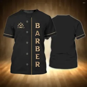 Herren -T -Shirts Friseur Shop Shirt Tops 3D -Print Customed Personalized Short Sleeve Pullover Männliche Sommermode coole Tees