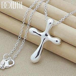 Pendants 925 Sterling Silver Droplets Cross Pendant Necklace 18 Inches Chain For Woman Wedding Engagement Jewelry