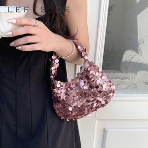 sparkling Sequin Mini Shoulder Bags for Women 2024 Party Luxury Designer Korean Fi Handbags and Purses Trend Underarm Bag G9in#