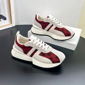 Casual Shoes Pink Leather Waffle Forrest Gump Women 2024 Spring Thick-soled Sneakers All-match Lightweight Sports