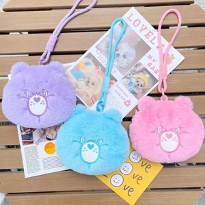 Cute Rainbow Love Little Bear Wrist Zero Wallet Plush Toy Pendant Student Wallet Earphone Storage Bag Pendant