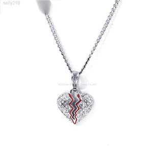 Tianyu Hot Sale Men Necklace Broken Heart Designs White Gold Diamond Pendant Halsband