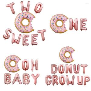 Party Decoration 1 Set 16 tum Donut Grow Up Balloons Oh Baby Two Sweet One Foil för duschfödelsedag