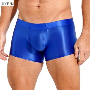 Underpants Herren glänzende Boxer -Slips Öl glänzende Shorts Elastizität Unterwäsche Weiche Höschen atmungsaktive glatte Dessous Strandkleidung