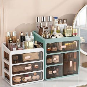 Organizzazione Organizzatore per trucco di lusso Tipo di cassetto Gioielli Contenitore Casta di stoccaggio cosmetico Cannometto Spazzo del rossetto Skincare Desktop